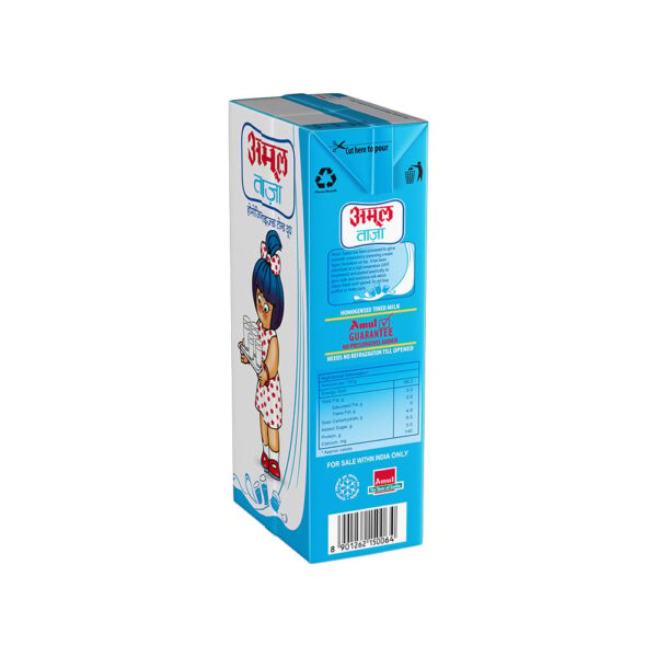 Amul Taaza Homogenised Toned Milk (1ltr) - Image 2