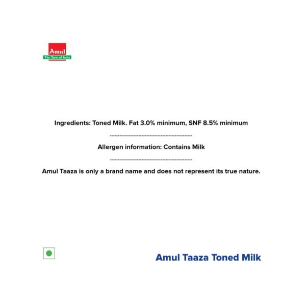 Amul Taaza Homogenised Toned Milk (1ltr) - Image 4