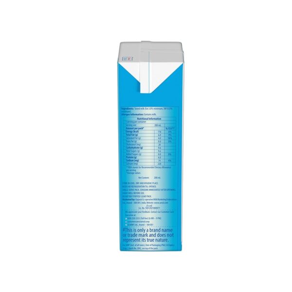 Amul Taaza Toned Milk (200)ml - Image 4