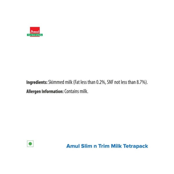 Amul Slim 'n' Trim Skimmed Milk (Zero Cholesterol) - Image 3