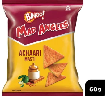 Bingo! Mad Angles Achaari Masti – Mango Pickle Flavour Crunchy Triangle Chips Pack – 60 g