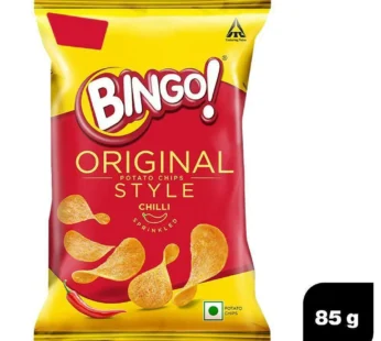 Bingo! Original Style Chilli Sprinkled – Flat Cut Spicy Potato Chips Pack for Snacks – 85 g