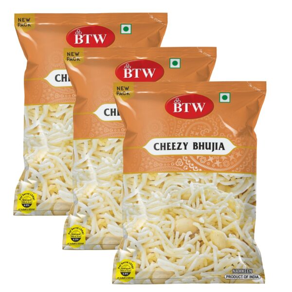 BTW Cheezy Bhujia Namkeen 450g (150g X 3) | Tasty Namkeen Bhujiya Indian Snacks