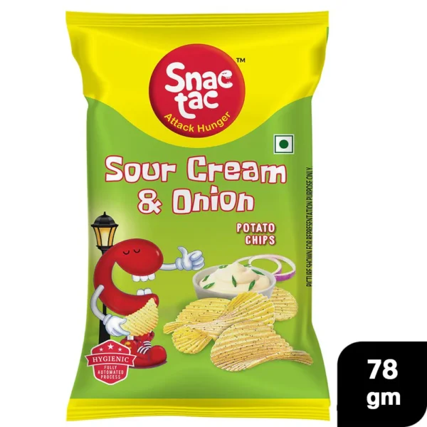Snactac Sour Cream & Onion Potato Chips 78 g