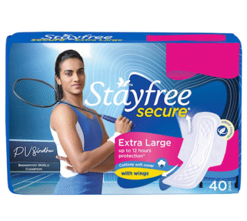 Stayfree Secure Cottony Soft Cover Sanitary Napkin with Wings (XL) 40 pads