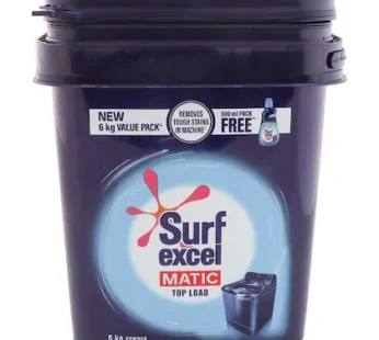 Surf Excel Matic Top Load Detergent Powder (6 kg + Free Liquid Detergent 500 ml)