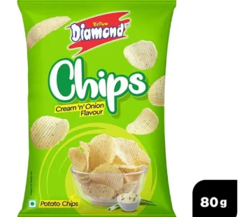 Yellow Diamond Cream and Onion Potato Chips 80 g